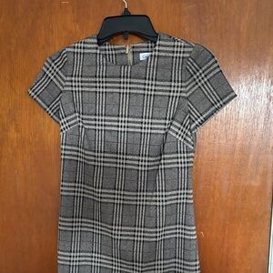 Calvin Klein Black and Tan Plaid Dress
